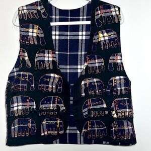 Soho Compagnie Streetwise Clothing elephant embroidered vest art to wear boho L